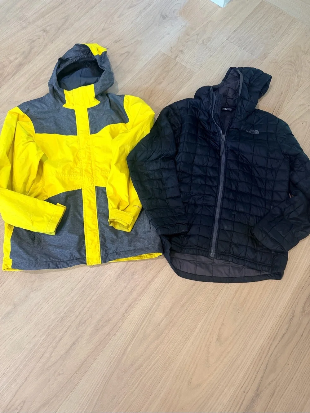The North Face 3 in 1 Yellow and Gray Hooded Jacket